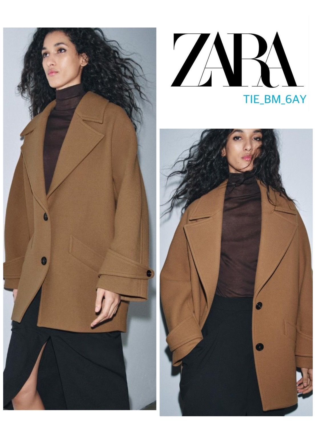 ZARA オーバーサイズ ウールブレンドコート ZWコレクション 限定 (ZARA