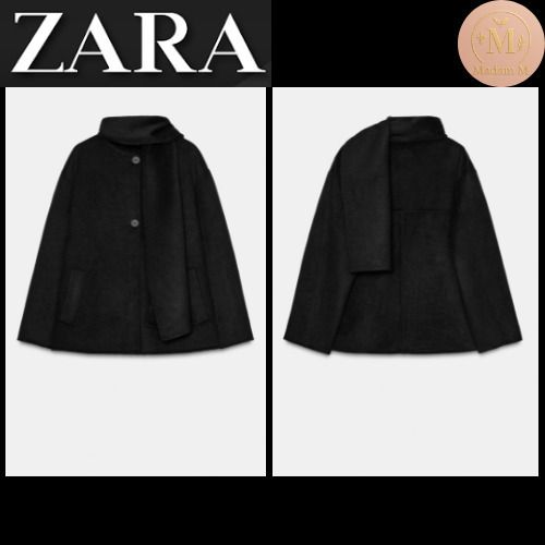 ZARA ウール ショートスカーフコート 3色（スカーフ外せます。） (ZARA