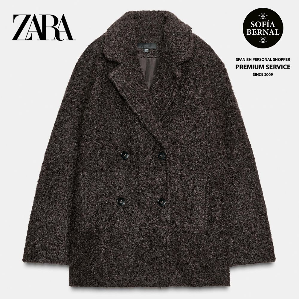 ZARA ブークレダブルブレストミディ丈コート (ZARA/ジャケット) 8073