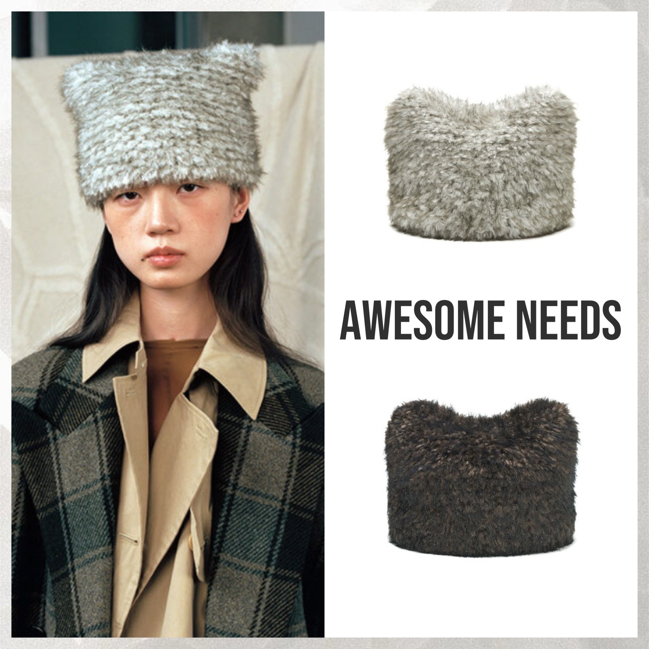 韓国 AWESOME NEEDS】HANDICRAFT KNIT CAT HAT (AWESOME NEEDS/ニット
