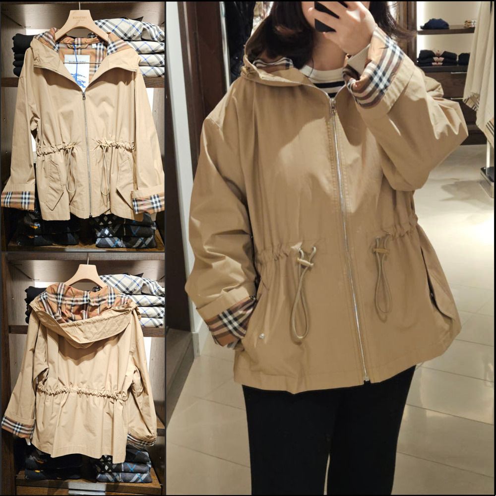 BURBERRY】MEDLEY Drawstring Cotton Hooded Jacket Beige (Burberry