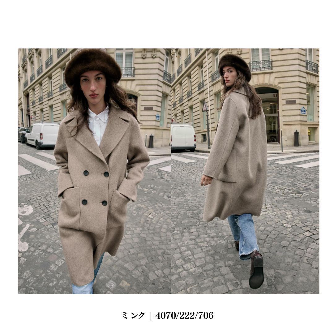 ZARA】ウール製ロングダブルブレストコート (ZARA/コート) 126087616