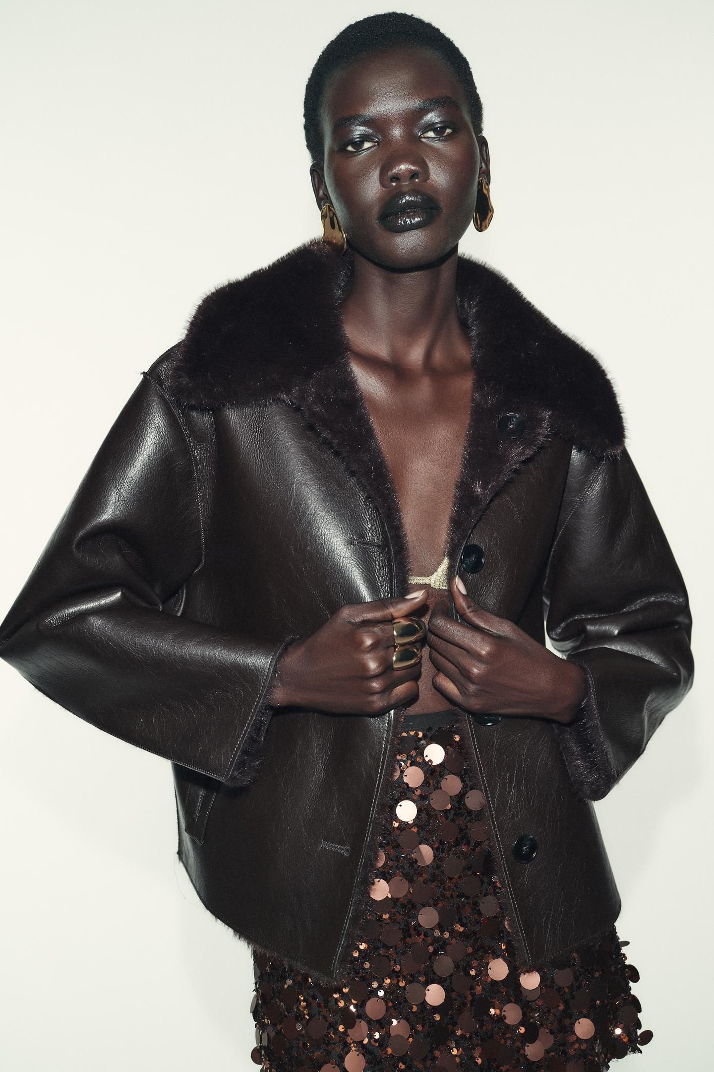 ZARA リバーシブル ダブルフェイス フェイクレザージャケット (ZARA