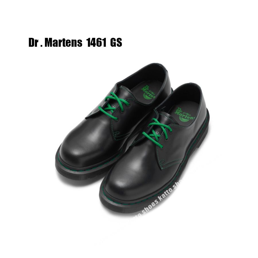 Dr Martens☆1461 GS BLACK SMOOTH グリーン ステッチ☆兼用 (Dr