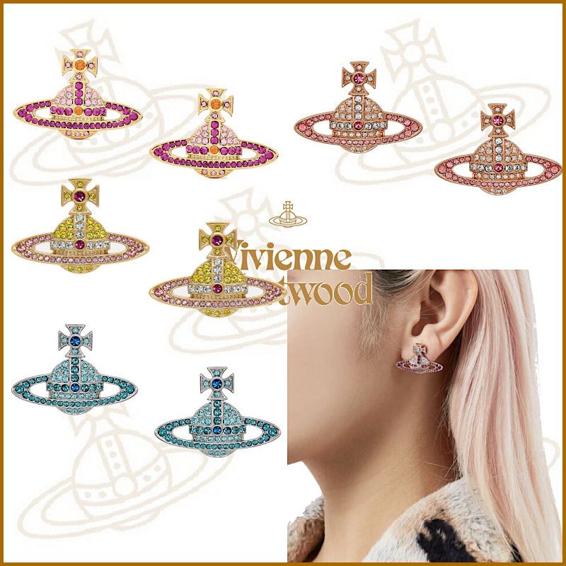 新作☆vivienne westwood☆ラインストーンKIKAオーブピアス (Vivienne