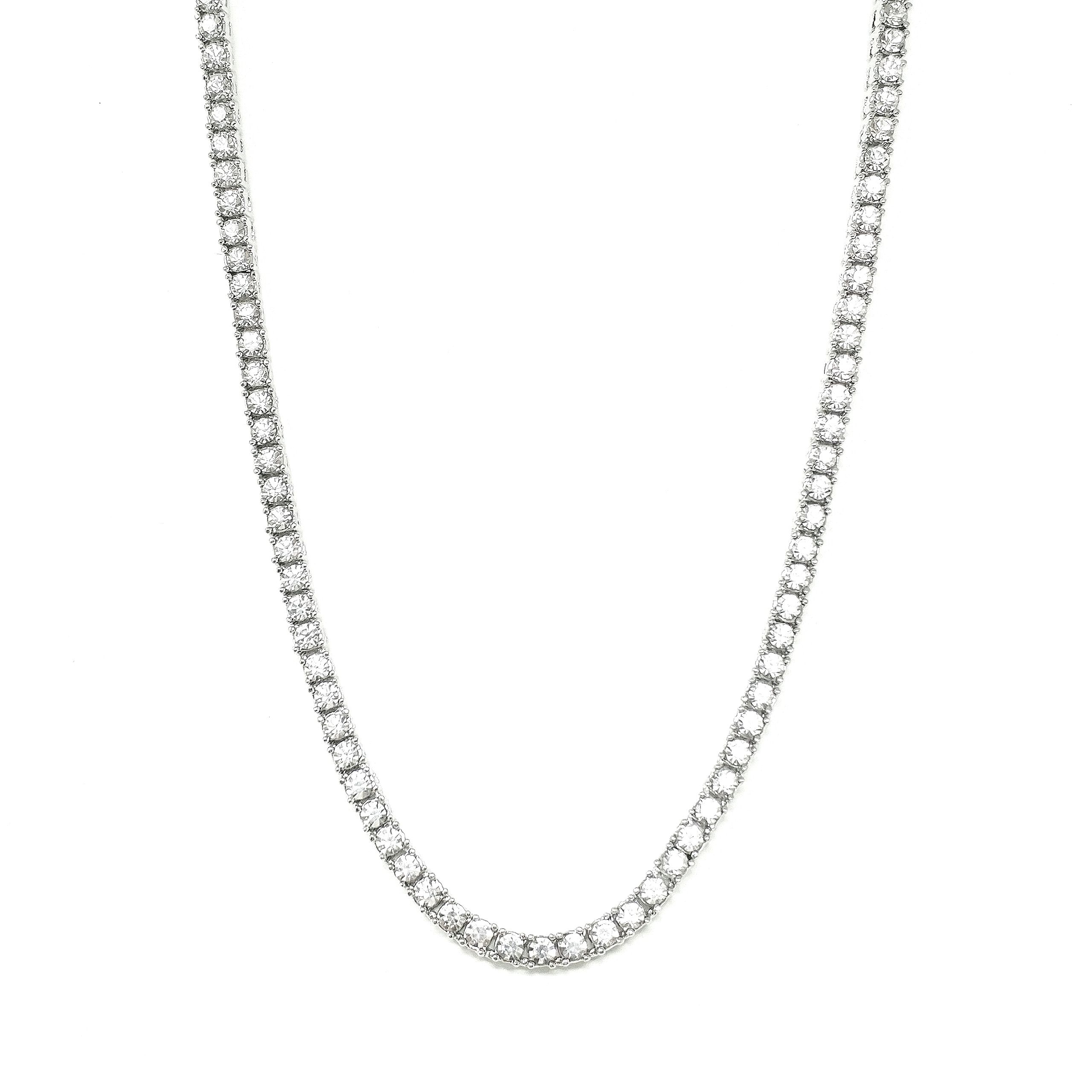 テニスチェーン ネックレス 幅4mm シルバー CZダイヤ チェーン