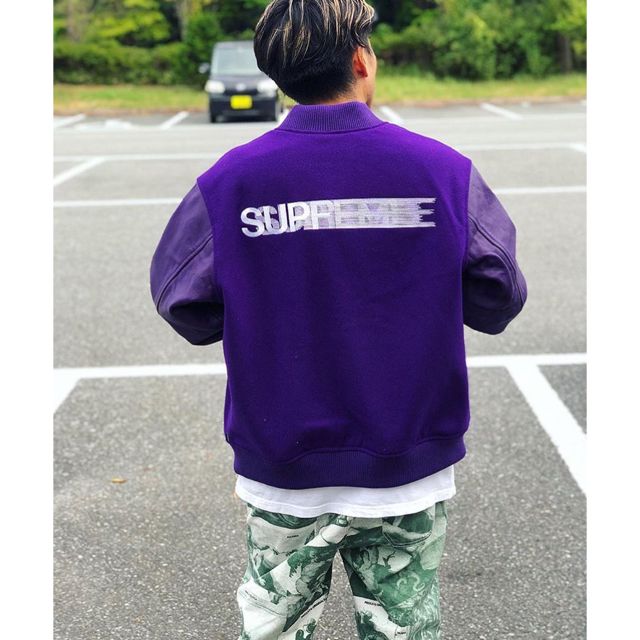 Supreme Motion Logo Varsity Jacket Purple シュプリーム ロゴ