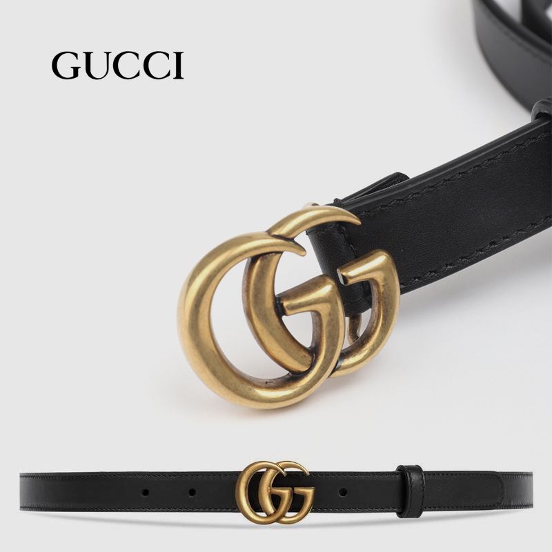 関税負担なし☆GUCCI レザー ベルト（ダブルG バックル） (GUCCI