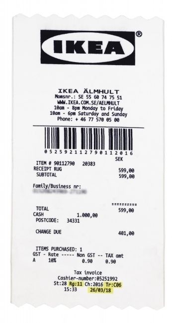 送料無料！Virgil Abloh x IKEA MARKERAD レシート ラグ (Off-White