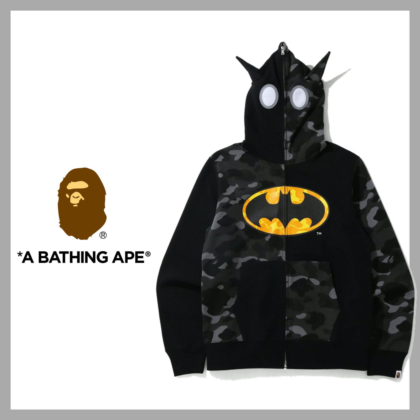 BAPE x DC Batman ジップ スウェット パーカー ブラック (A BATHING