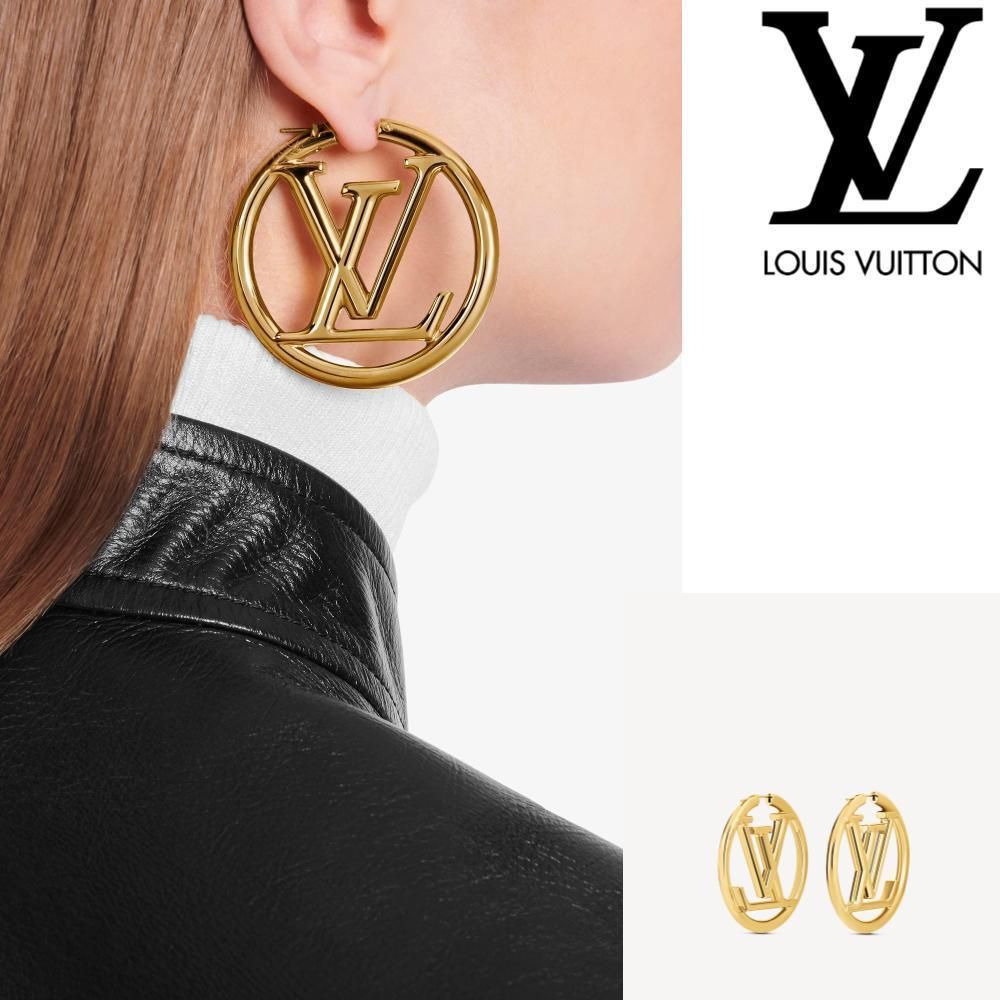 ルイヴィトン◇大振り LV ロゴ フープピアス ルイーズ ゴールド (Louis