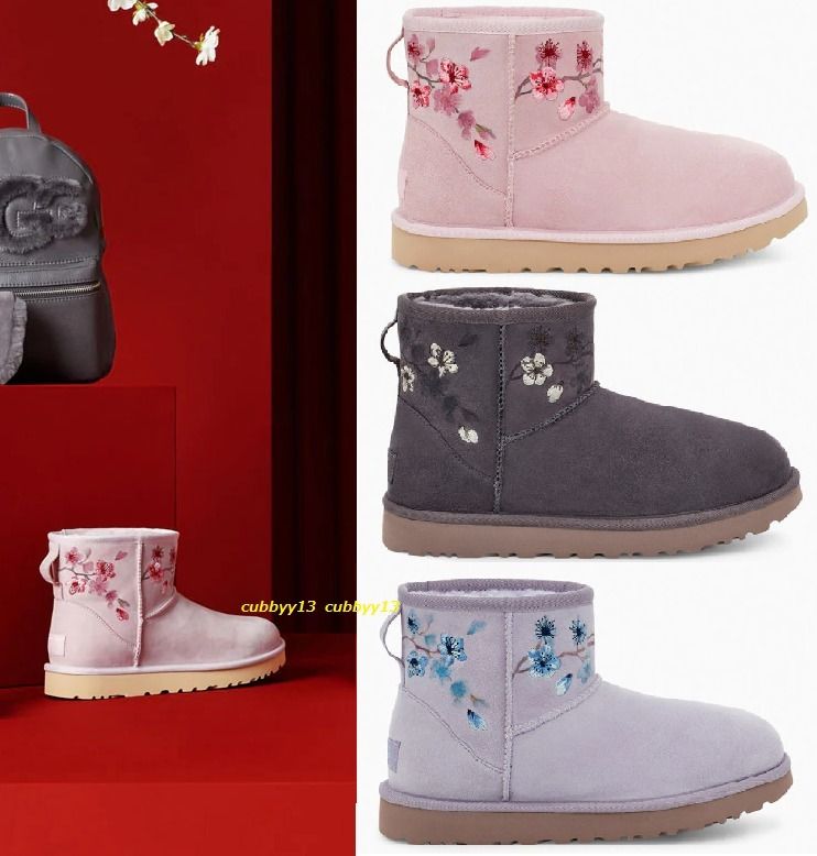 新作人気【フラワー刺繍】アグUGG ClassicミニBlossomブーツ (UGG