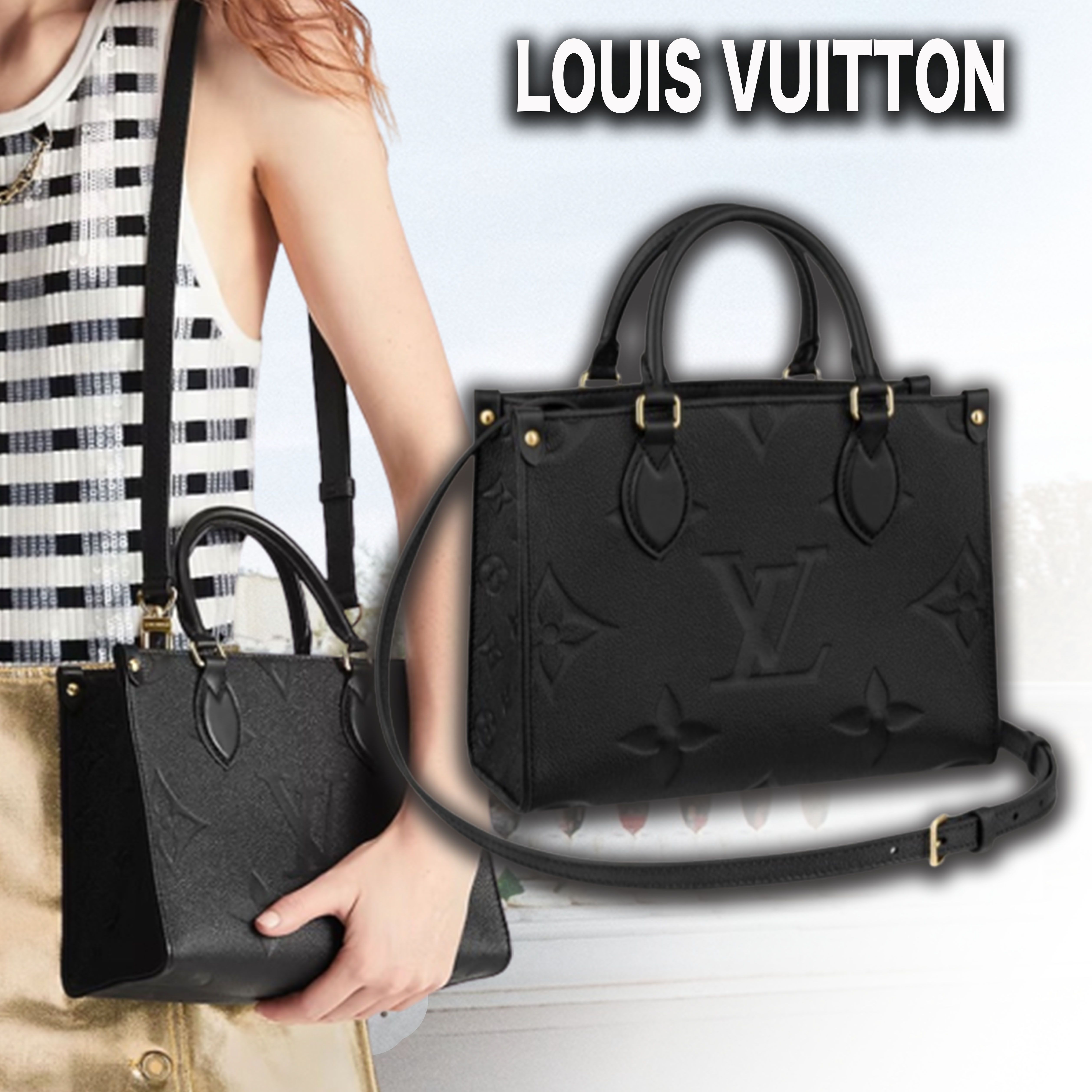 ◇希少◇ LOUIS VUITTON オンザゴー PM 黒 ピンク バッグ (Louis