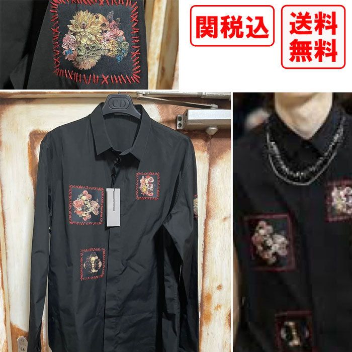 関税 送料込 DIOR HOMME 亀井 徹 コラボ ヴァニタス刺繍 シャツ (Dior