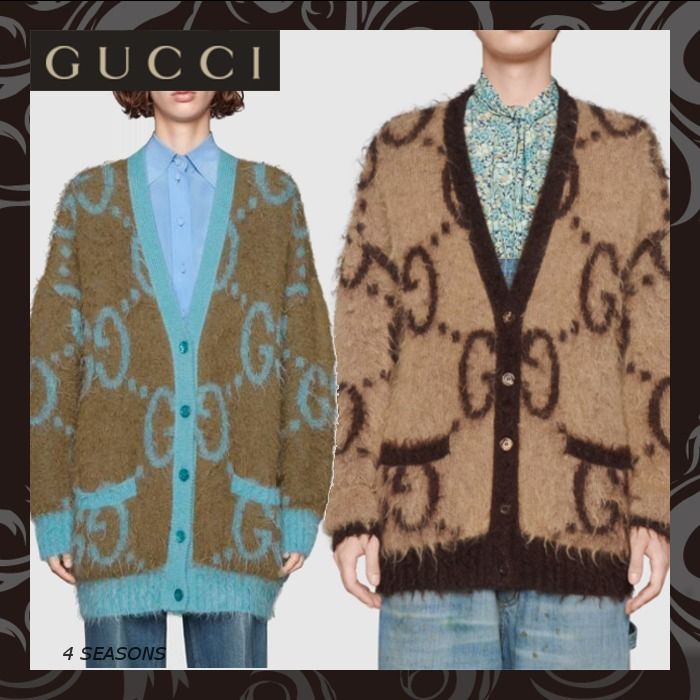 売切必至☆Gucci リバーシブル GGモヘア ウールカーディガン/New