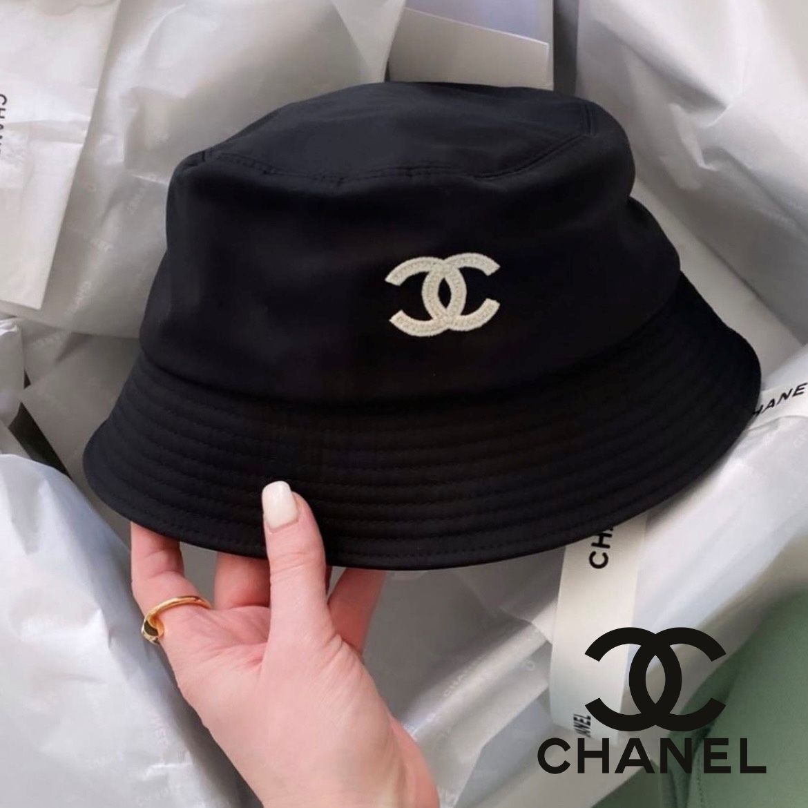トレンド【CHANEL】ハット コットン ターコイズ & フューシャ (CHANEL