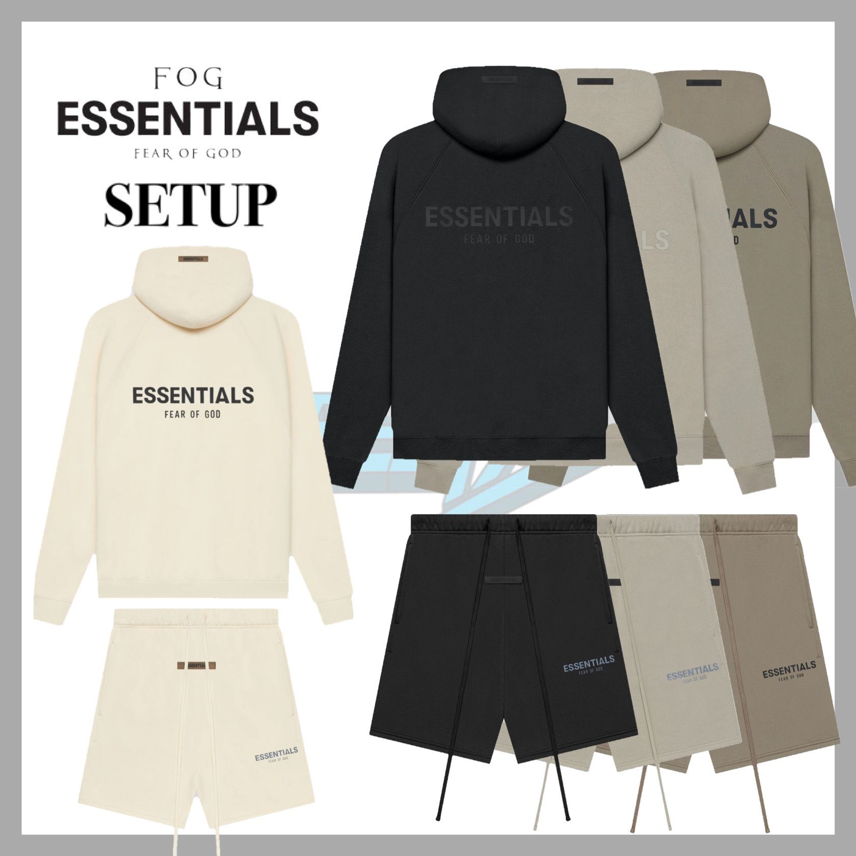 セットアップ FEAR OF GOD ESSENTIALS パーカー ハーフパンツ (FEAR OF