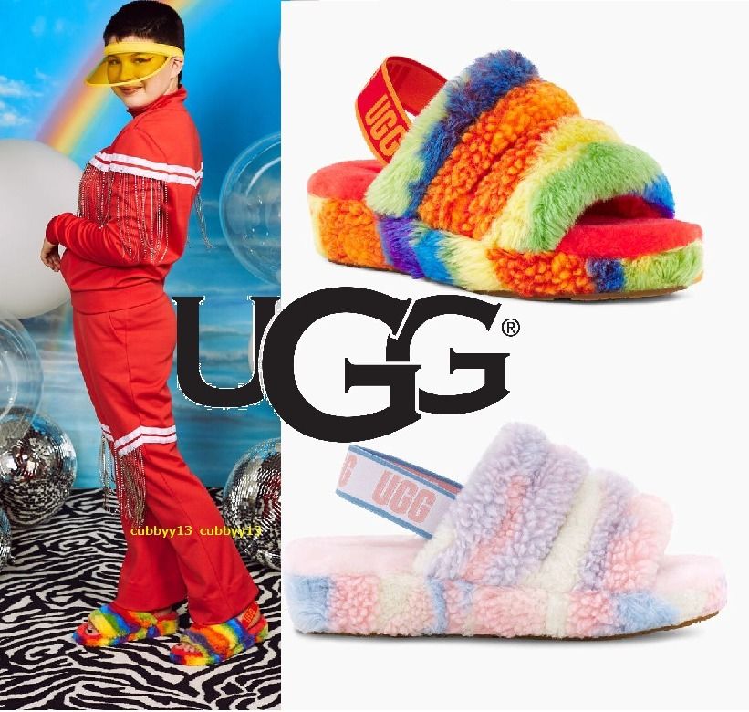 カラフルUGG☆FLUFF YEAH SLIDE CALI COLLAGEサンダル (UGG/サンダル