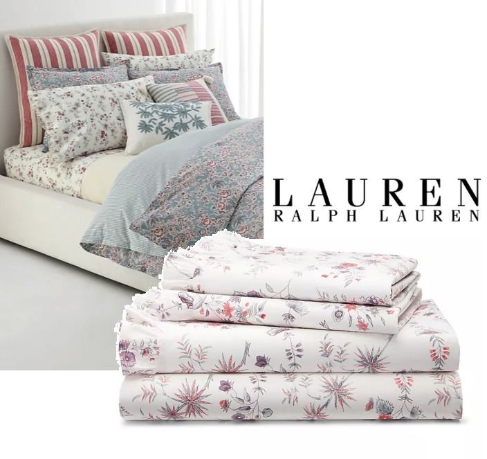 キング】Ralph Lauren Maddie花柄シーツx2枚/枕カバーセット (LAUREN