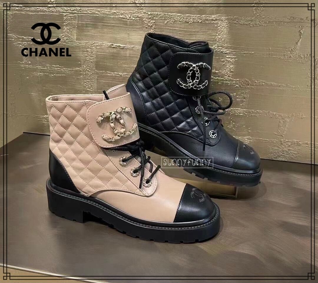 21AW《大人気☆》CHANEL レースアップ ショートブーツ レザー (CHANEL