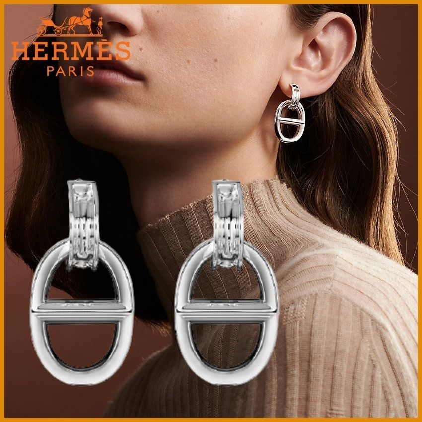 高級感溢れる♪】 HERMES シェーヌダンクル ピアス シルバー (HERMES