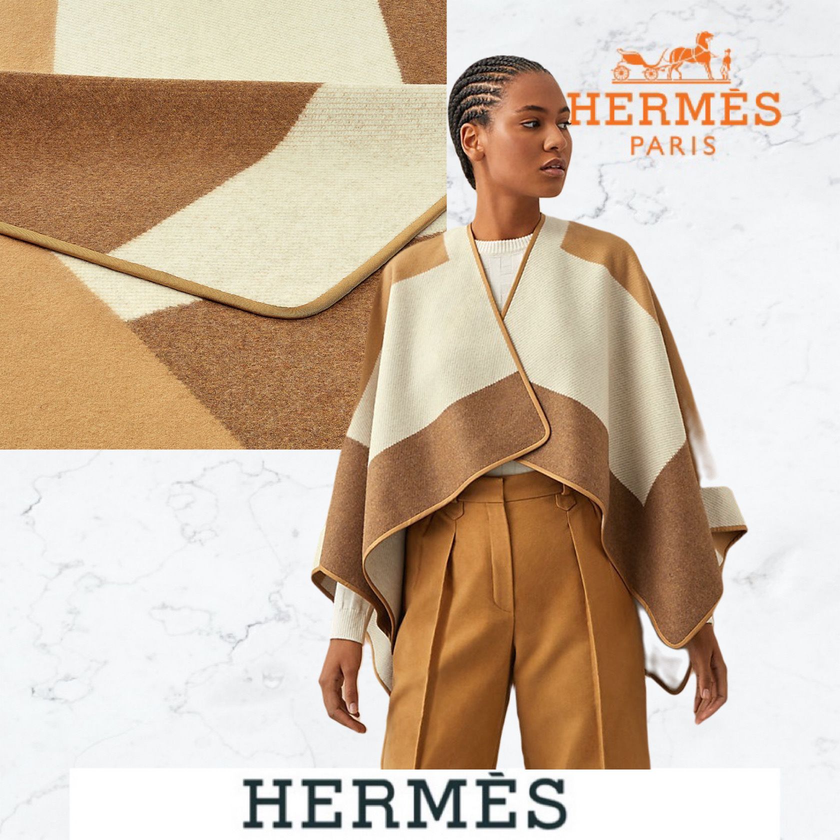 サラッと羽織ってオシャレに♪》 エルメス ポンチョ ケープ (HERMES