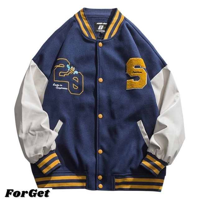 韓国 ユニセックス Bee スタジアム ジャンパー かっこいい (スタジャン