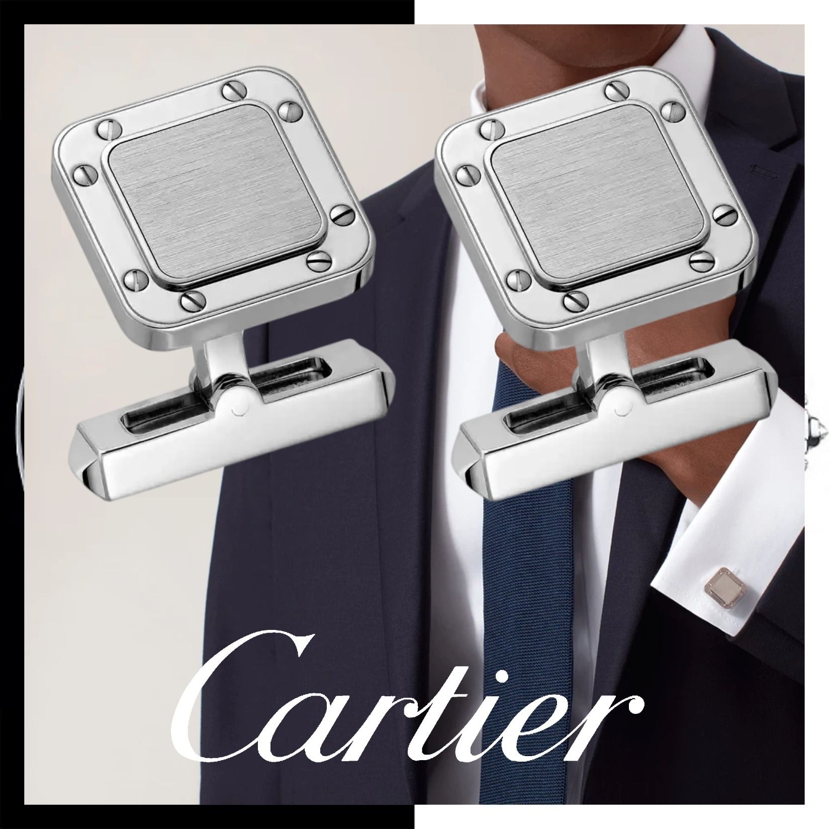 すぐ届く☆ギフトに◎【カルティエ】カフス シルバー 関税込 (Cartier