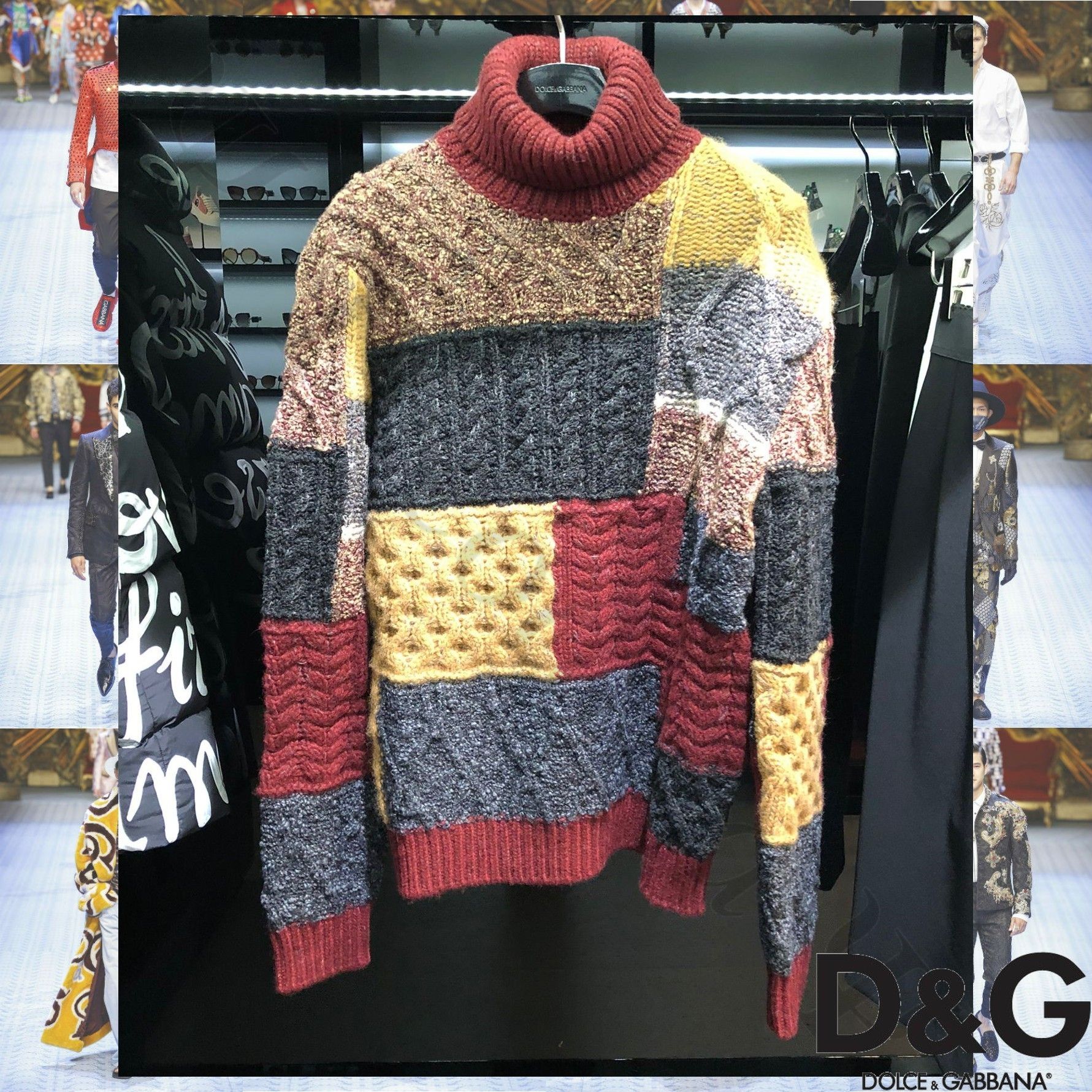 Dolce & Gabbana ウール＆カシミア パッチワーク セーター (Dolce