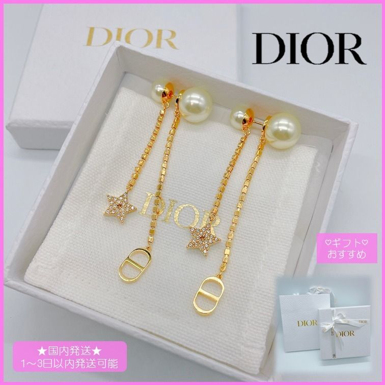 DIOR TRIBALES ピアス ロング ゴールド CDチャーム スター☆国内 (Dior