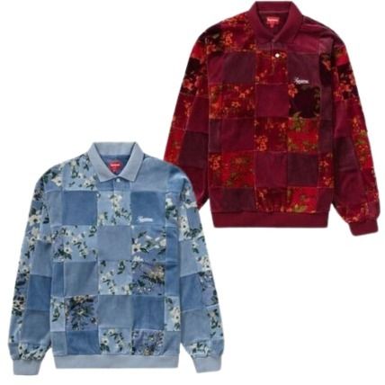 関税込 21AW Week12 Supreme Floral Patchwork Velour L/S Polo