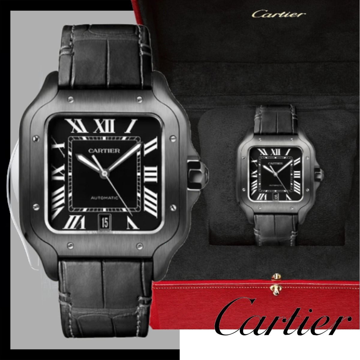 即納！関税込 カルティエ 腕時計 2way アリゲーター/ラバー 黒