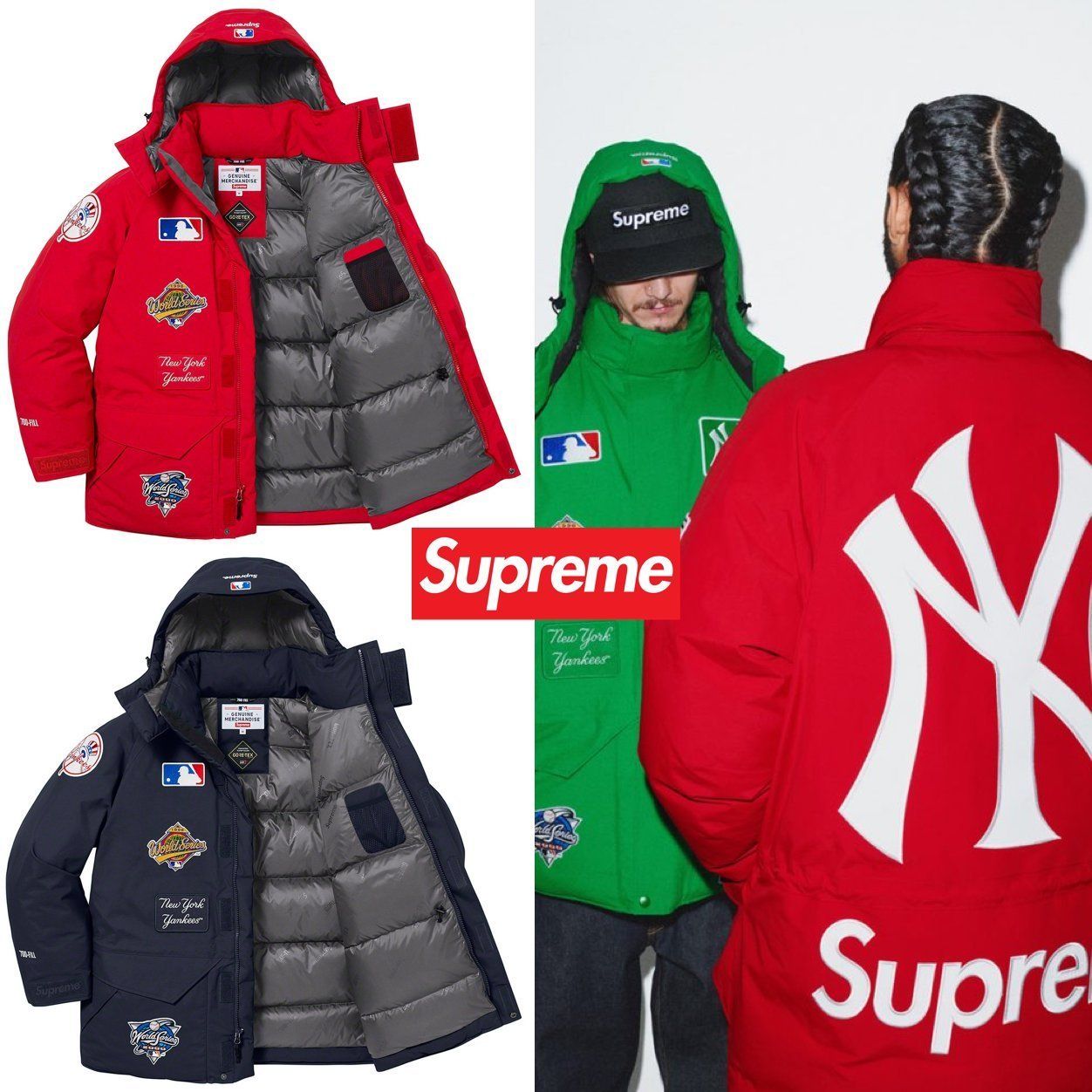 FW21 Supreme New York Yankees GORE-TEX 700-Fill Down Jacket