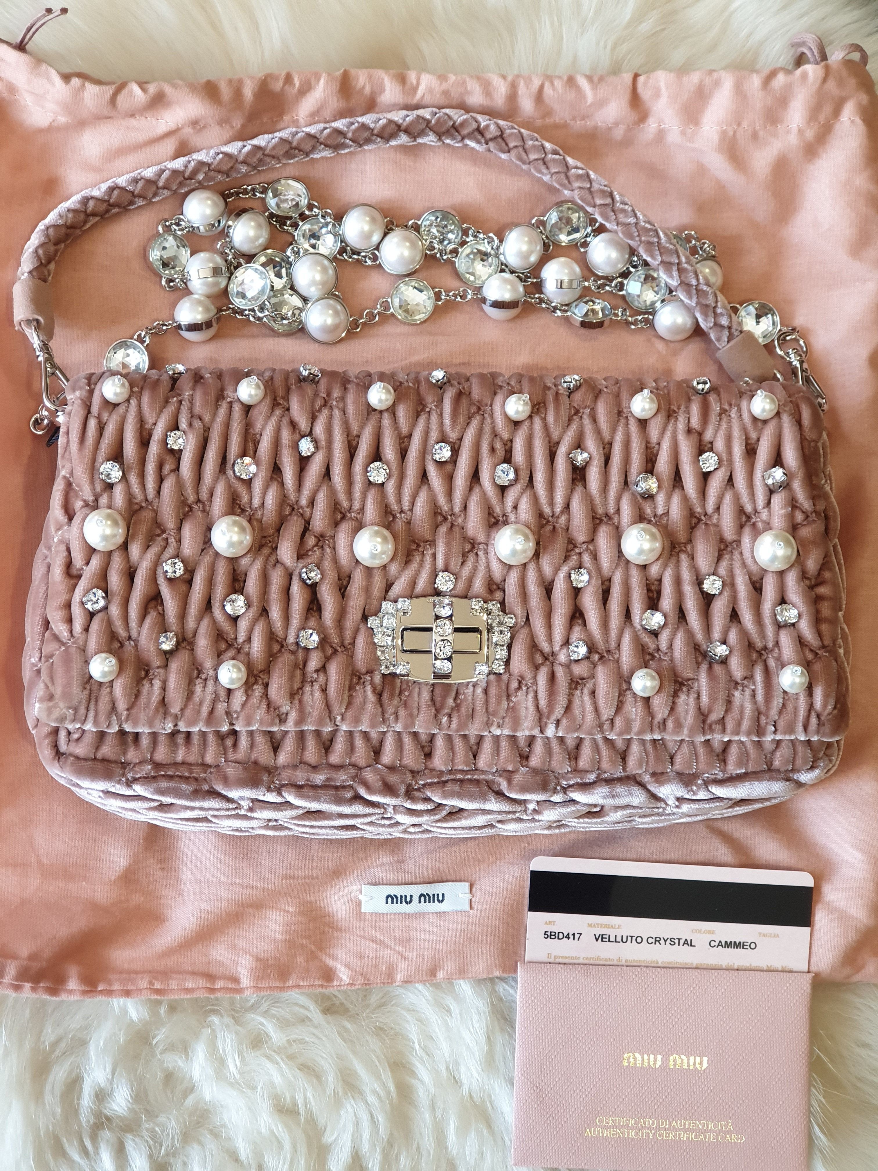 MIUMIUパールクリスタル♪ショルダーバッグ♪ベルベット カメオ