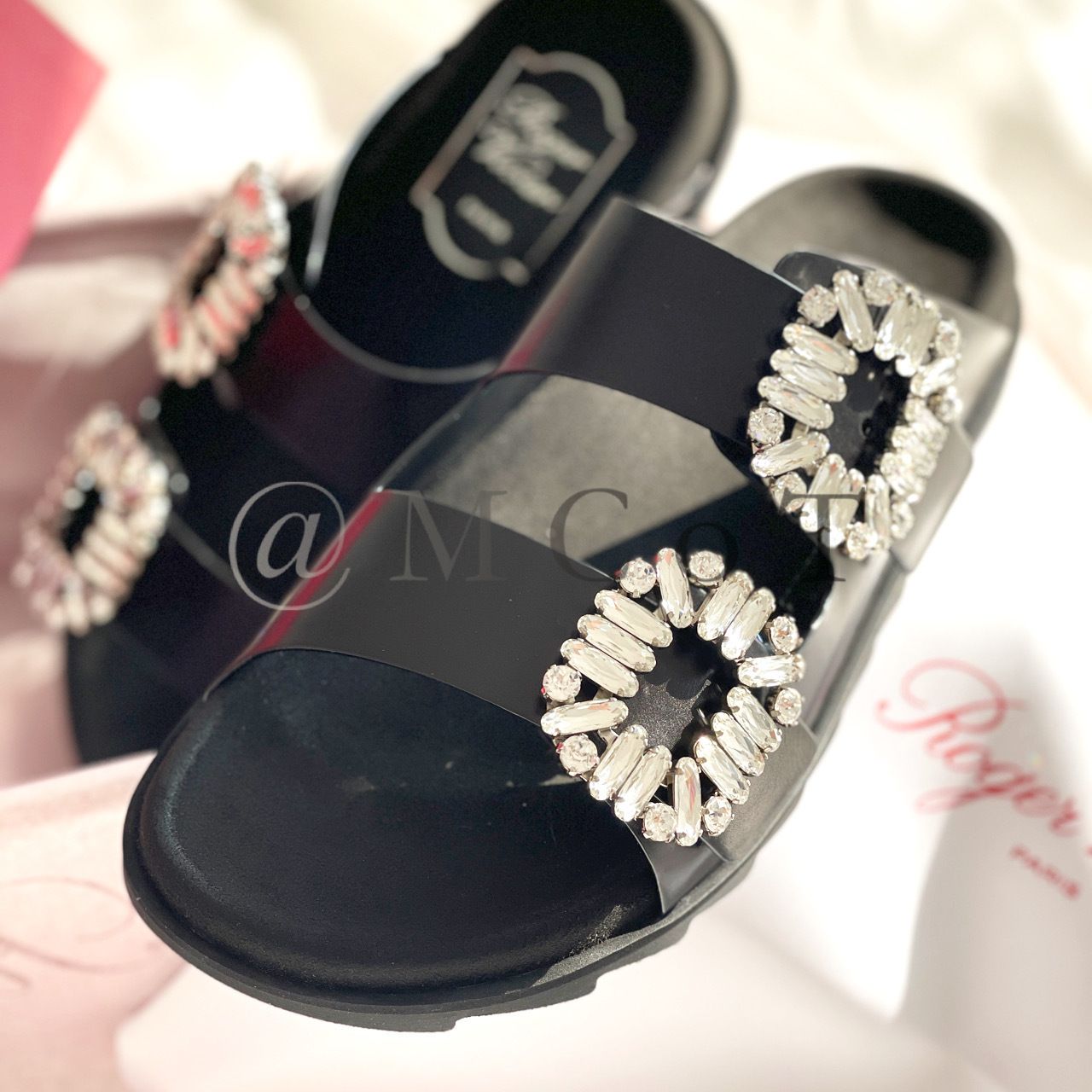 ROGER VIVIER ビジュー付きプラットフォームサンダルミュール布袋付き