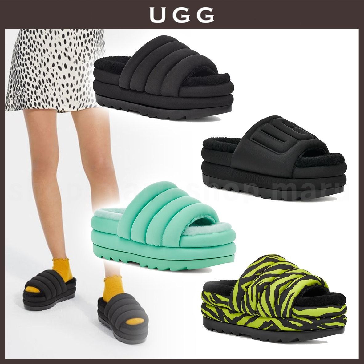 UGG◇MAXI SLIDE◇マキシスライド サンダル◇厚底 もこもこ 6色 (UGG