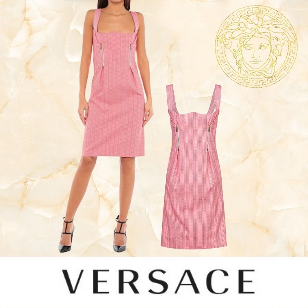 VERSACE ヴェルサーチ ワンピース ドレス レッド ノースリーブ