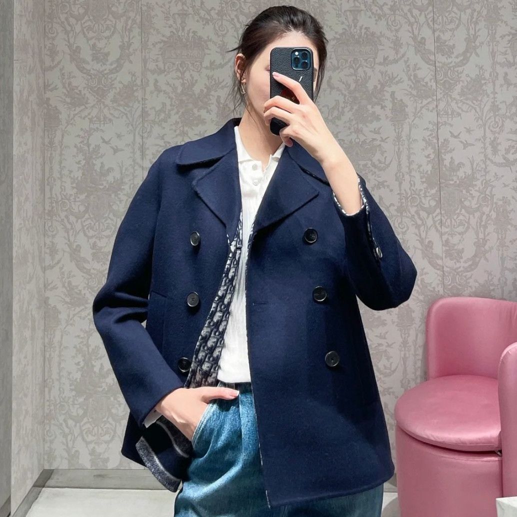 Dior ピーコート《CABAN》ネイビー Oblique ウール DHL 直営店 (Dior