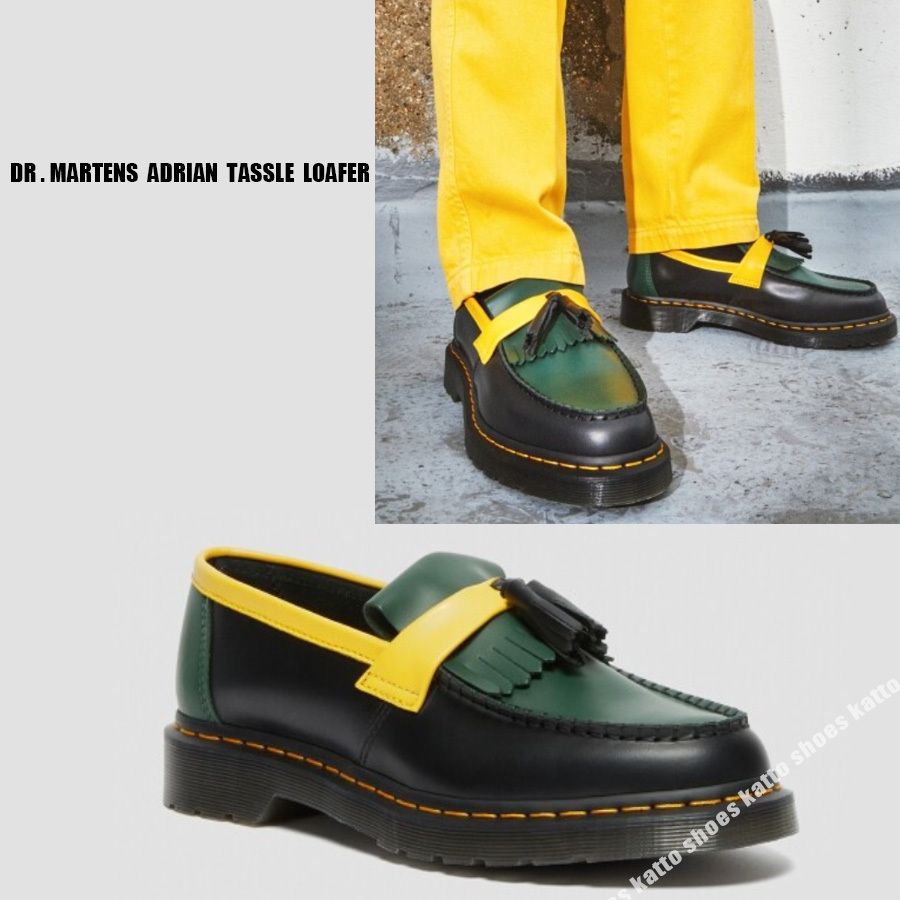 Dr Martens☆ADRIAN TASSLE LOAFER☆BLACK+GREEN+YELLOW SMOOTH (Dr
