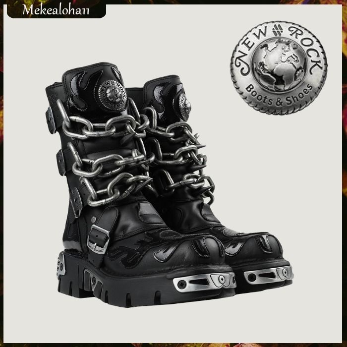 New Rock☆スタッズ付きショートブーツ ブラック【関税送料込