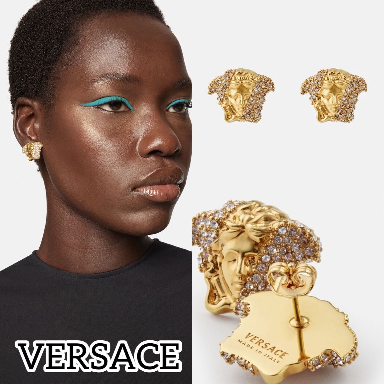 関込】VERSACE ヴェルサーチェ◇クリスタル メデューサ ピアス