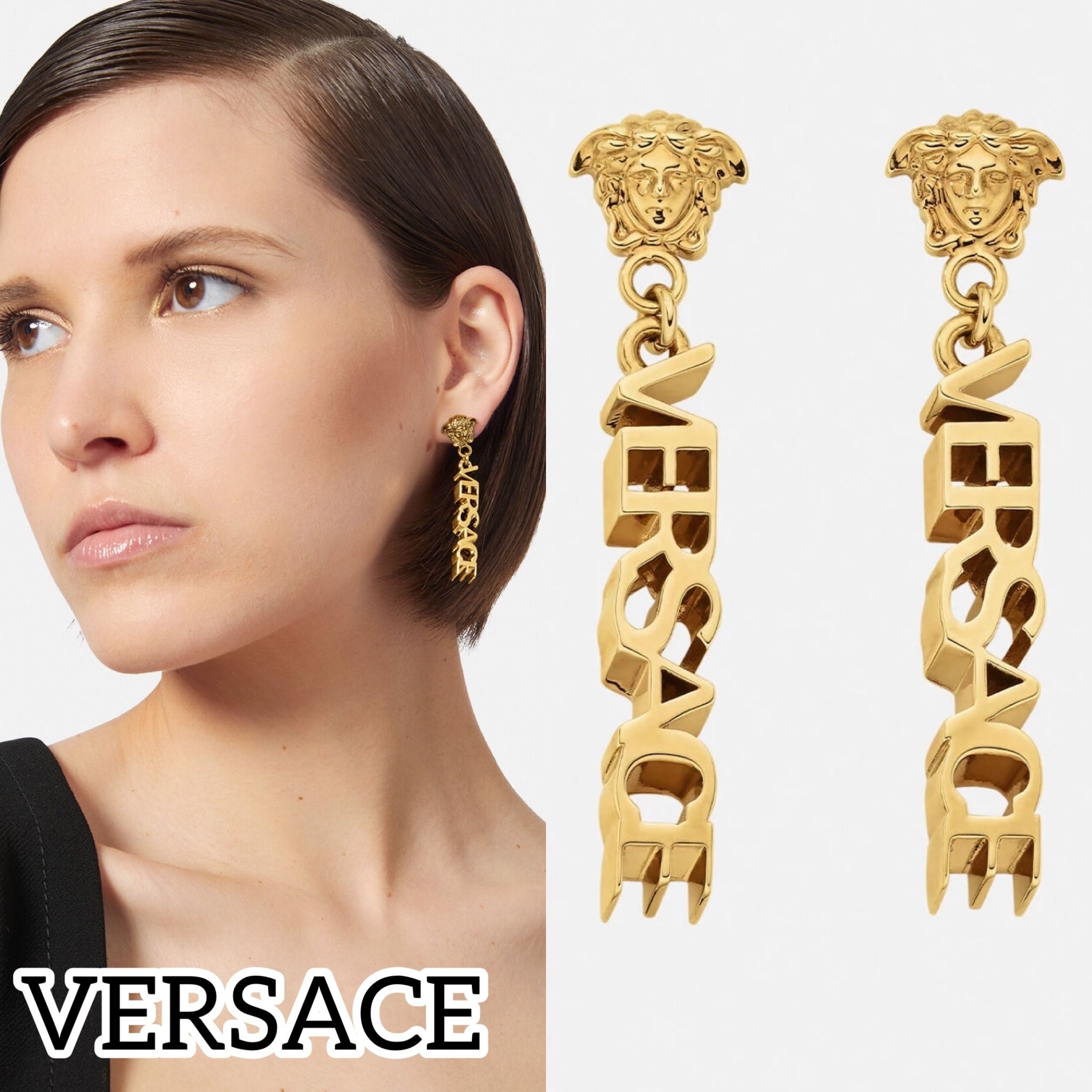 関税込】VERSACE ヴェルサーチェ◇メデューサ ドロップ ピアス