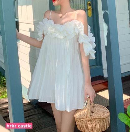 ノースリーブ フリルワンピース ミニ 可愛い 夏ワンピ Aライン
