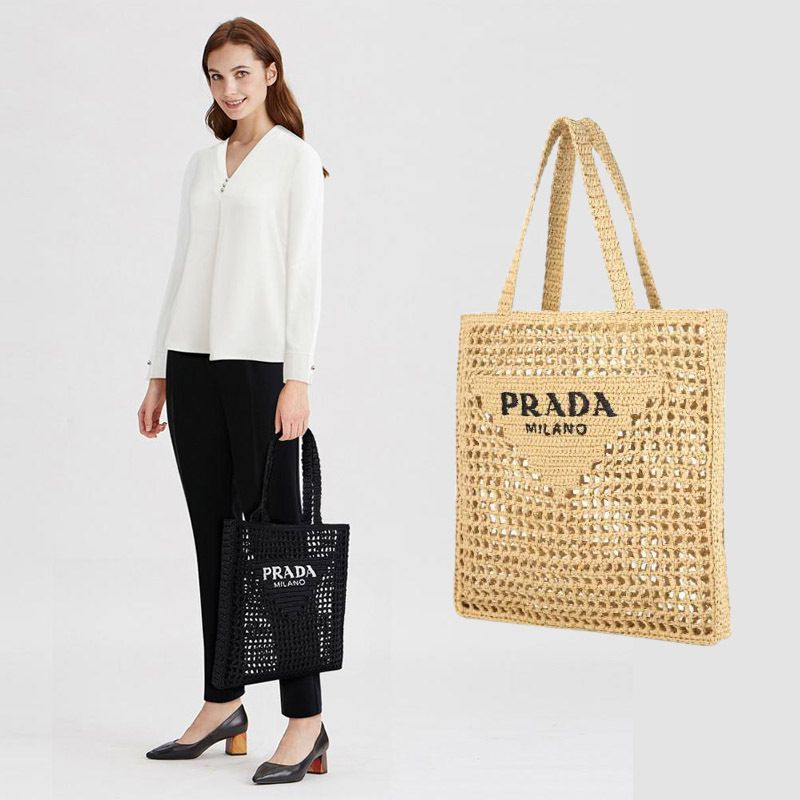 関税送料込み- PRADA ラフィア トートバッグ (PRADA/トートバッグ
