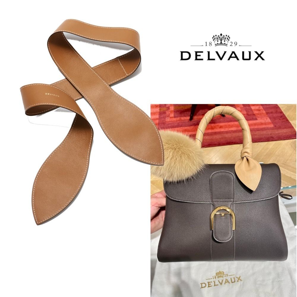 22新作 デルヴォー ハンドバッグ用 カーフレザー ハンドルリボン