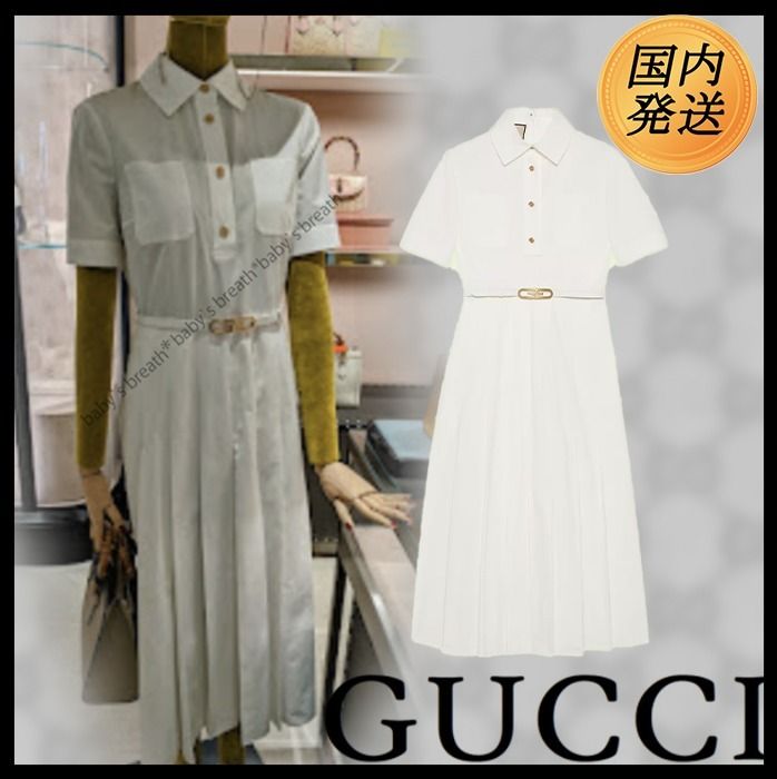 国内発送☆GUCCI】コットンポプリン ロングドレス ワンピース (GUCCI