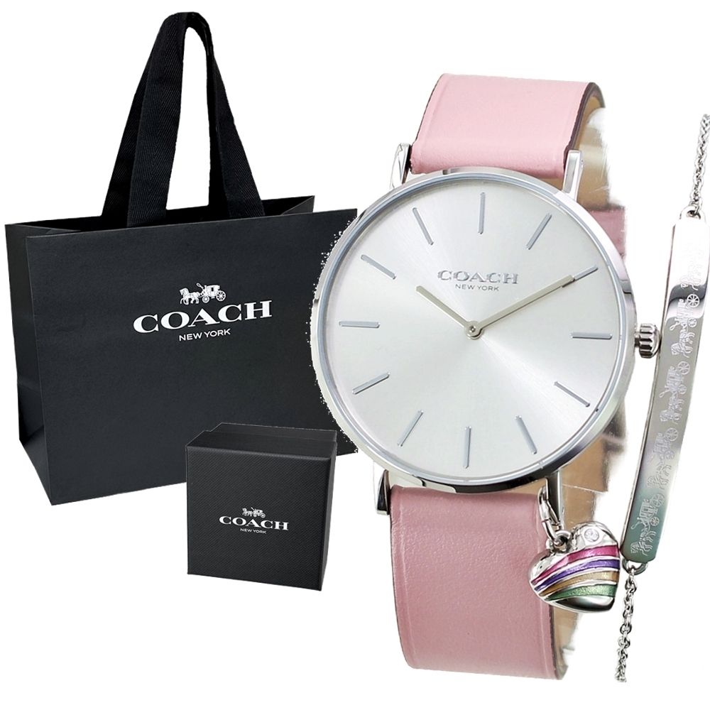 ギフトセット 女性 コーチ 腕時計 レディース ピンク 革ベルト (Coach