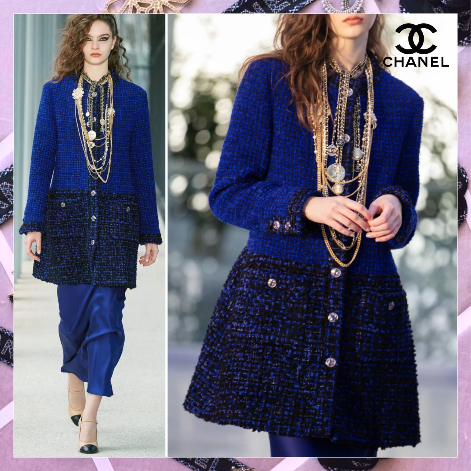 22AW☆即納！ 【CHANEL シャネル】 コート ツイード 青 関税込 (CHANEL