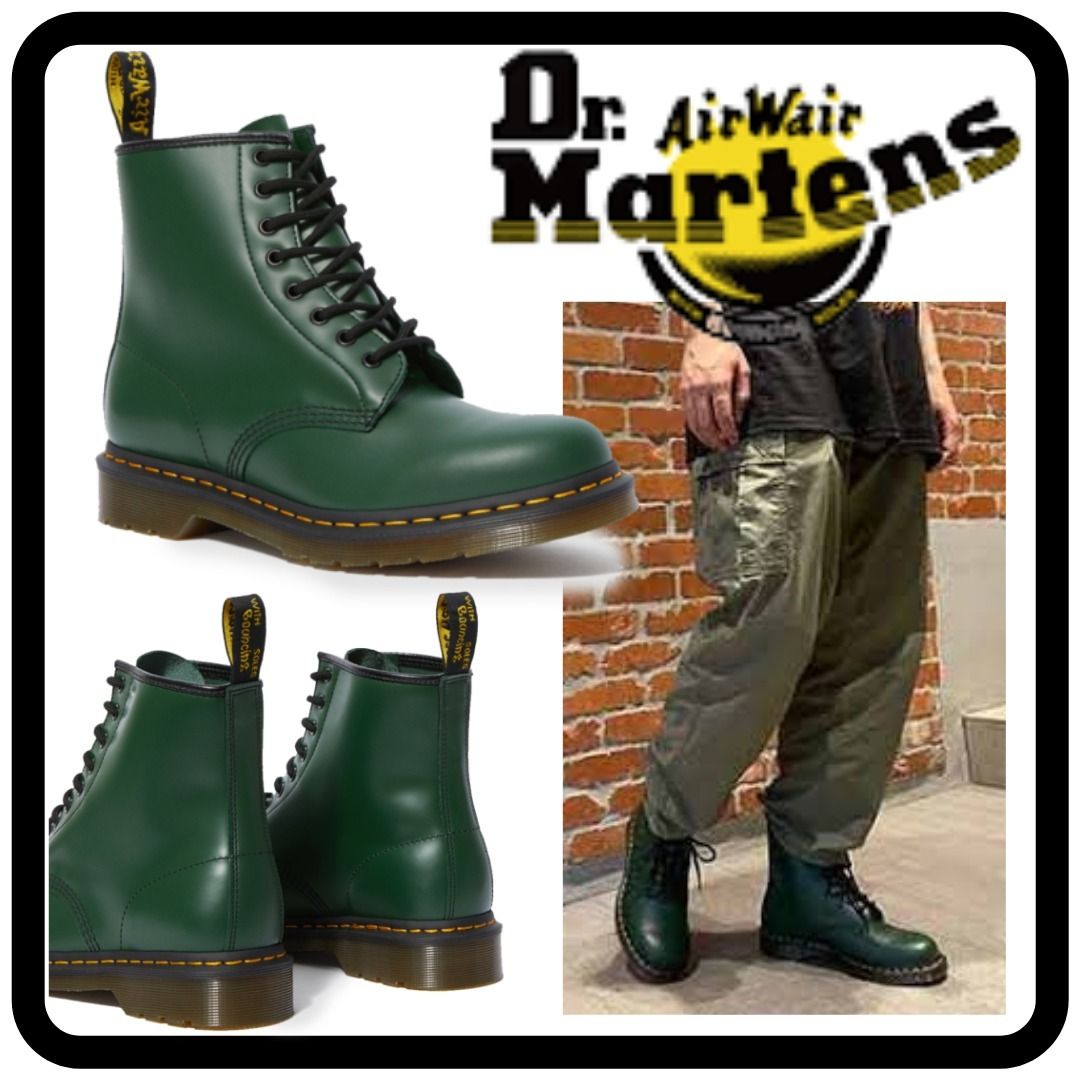Dr. Martens】1460 8ホールブーツ☆グリーン☆レザーブーツ (Dr