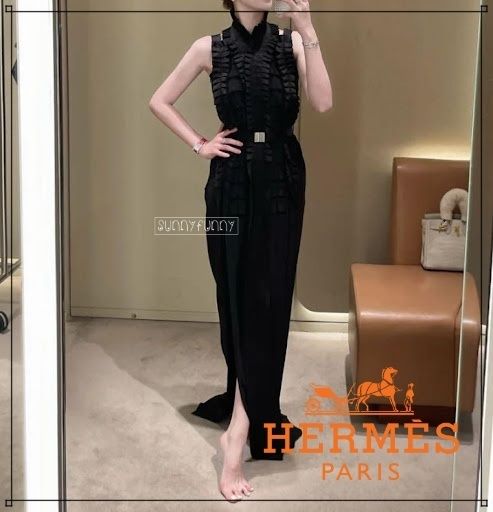 22AW☆》エルメス シルクロングプリーツドレス 秋冬 (HERMES